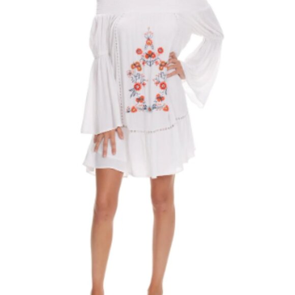 TAYLOR & SAGE Juniors' Embroidered Off the Shoulder Dress Boho - Picture 1 of 8